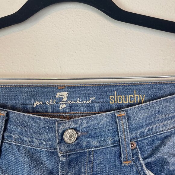 7 for All Mankind Men's 33x28 Slouchy Straight Light Wash Y2K Jeans Button Fly - Picture 3 of 11